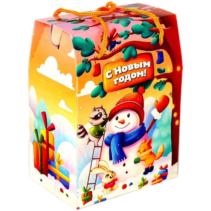 Детский новогодний подарок в картонной упаковке весом 500 грамм